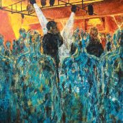 Acryl auf Leinwand gespachtelt
(150cm x 120cm) "C(h)oronadisko" (2023)